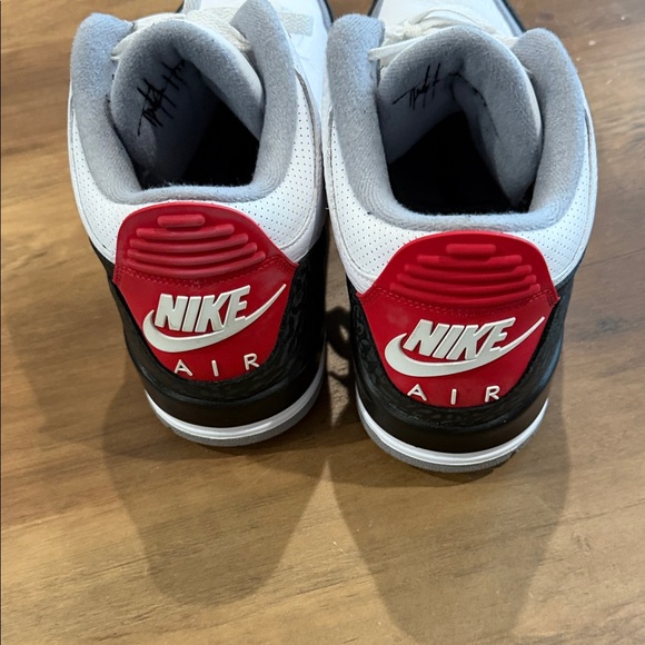 Jordan White and Red High-Top Sneakers - Picture 3 of 5